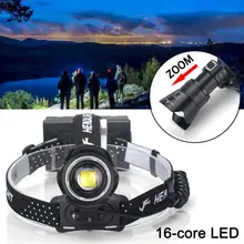 

16-Core XHP160 Powerful Zoom Led Headlamp Rechargeable 18650 USB Head Lamp with 3 Mode Light and Power Display Headlight