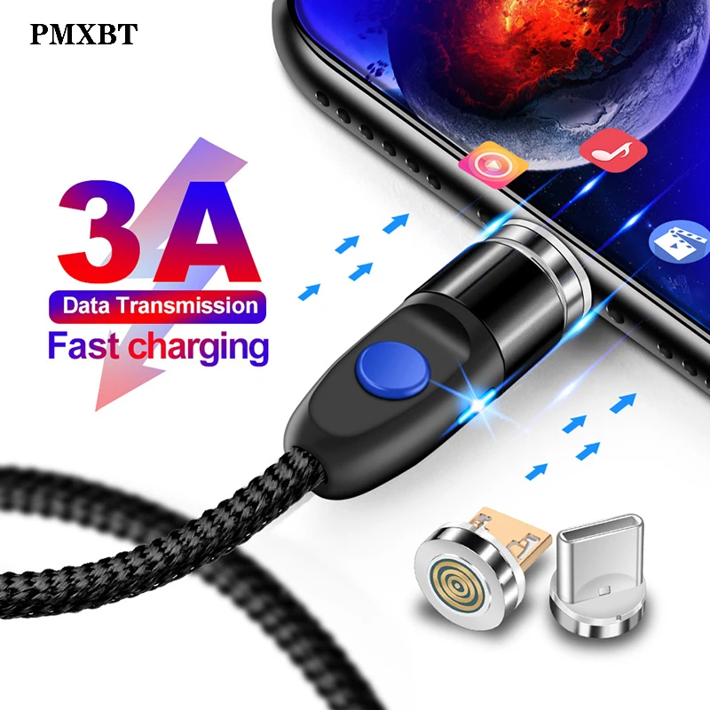 

1m 3A Magnetic Micro USB Charger Cable Type C Charging Data Wire For iPhone X XR Oneplus 6T Samsung s9 Mobile Phone Cables Wire