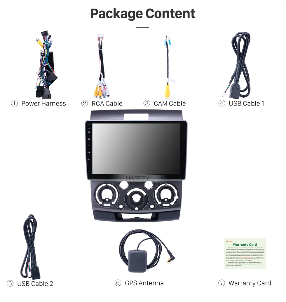 Excellent Harfey Car Multimedia Player 9" Android 8.1 GPS Radio for 2006-2010 Ford Everest/Ranger Mazda BT-50 Stereo support Carplay TPMS 15