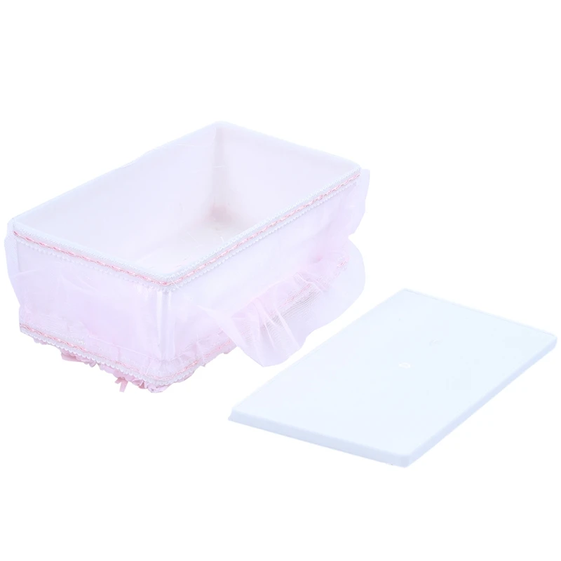 Home Rectangle Floral Lace Tissue Box Case Napkin Storage Cover Paper Holder Pink