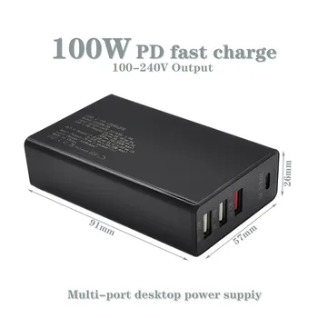 

Laptop Charger Adapter QC 3.0 5V/2.4A 4 In 1 100W PD Fast Charging Multi-Port Power Adapter Charger For Notebook
