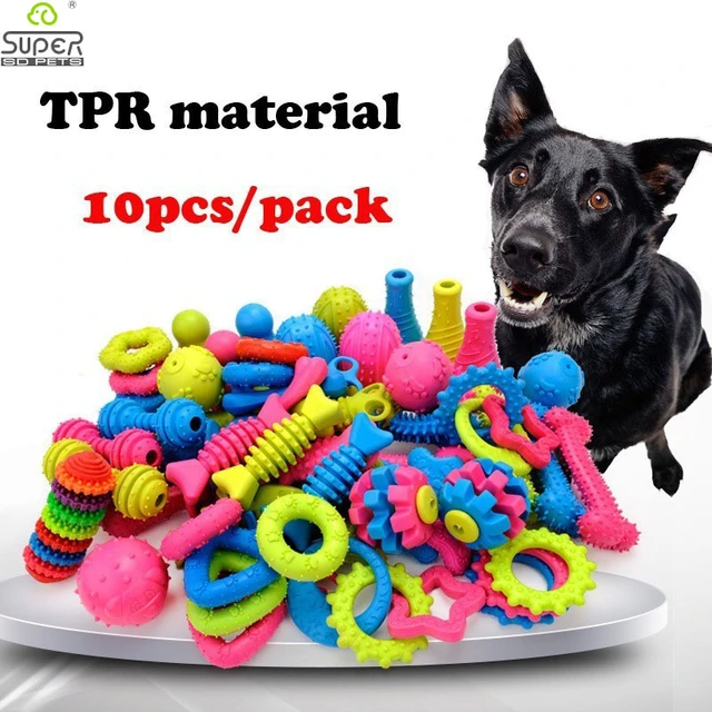 10PCS Randomly Puppy Pet Toys For Small Dogs Rubber Resistance To Bite Dog  Toy Teeth Cleaning