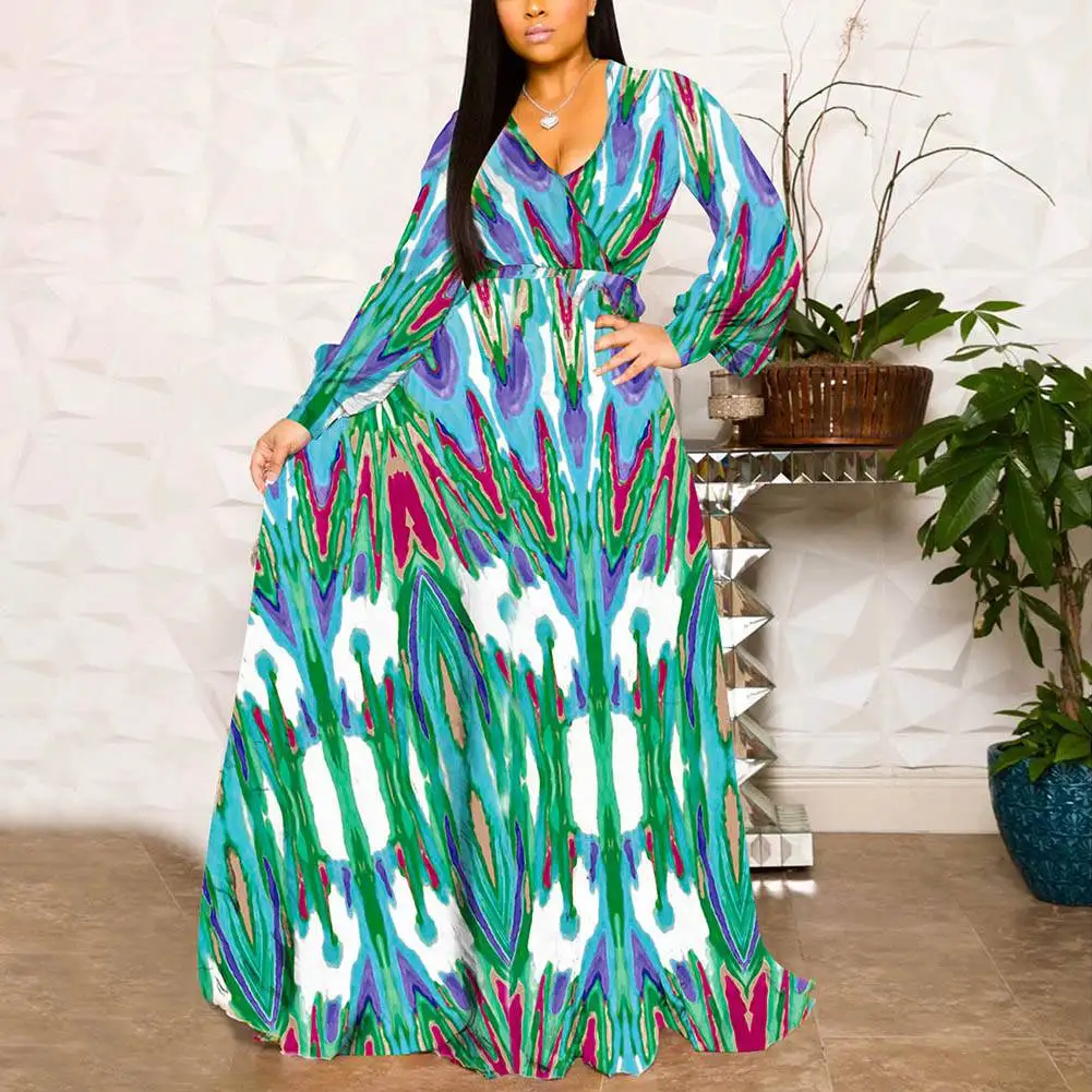 Fadzeco African Plus Size Dresses For Women Robe Loose Dress Dashiki Batik Floral Wax Print Lady Clothing African Gown For Women