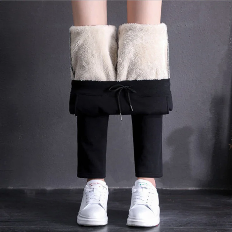 

2023 Autumn Winter Wool Thick Plush Warm Pants Women Joggers Sports Pants Loose Casual Cotton Trousers
