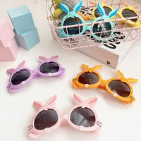 Children Colors Rabbit Ears Shape Fashion Round Sunglasses Boys Girls Vintage Sunglasses UV Protection Classic Kids Eyewear