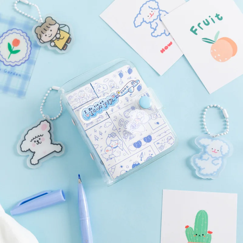 

Girl'S Cute Mini Loose-leaf Notebook Portable Deconstructable 3-Hole Loose-leaf Notebook-Diy8 Color Snap Closure Chronicle Hand