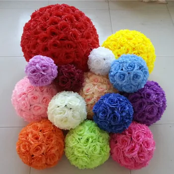 

15cm 20cm 25cm 30cm Silk Flower Wedding Rose Kissing Balls Pomander Decorative Hanging Flower Ball Wedding Party Decoration Ball
