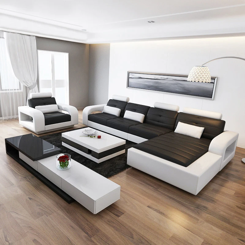 Sofá de cuero minimalista para sala de estar, tamaño nórdico, moderno