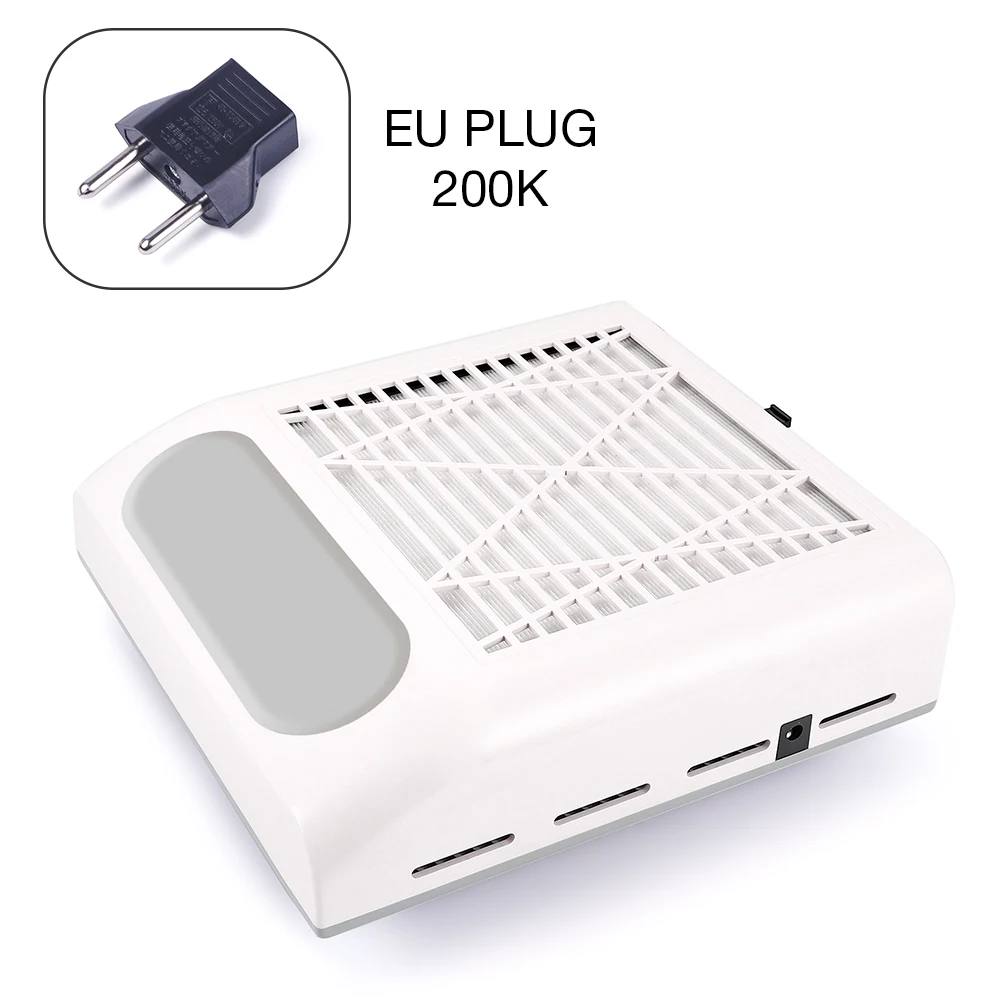White EU Plug 80 Вт всасывающий пылесборник для ногтей Вентилятор пылесос маникюрный аппарат инструменты мешок для сбора пыли дизайн ногтей маникюрный салон Инструменты - Цвет: White EU Plug