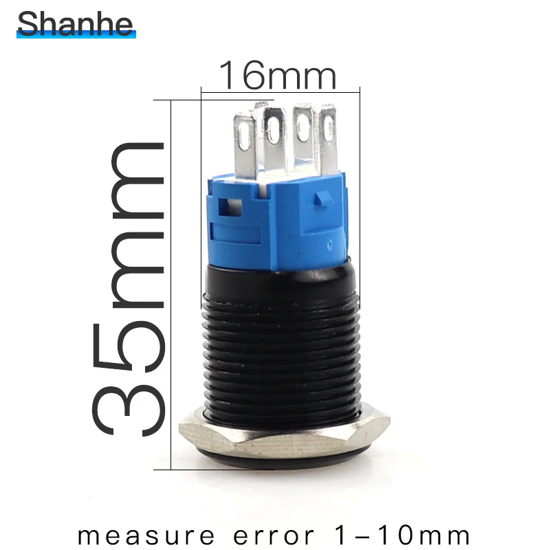 Водонепроницаемый металлический кнопочный переключатель 5 В 12 24 светодиодный 16