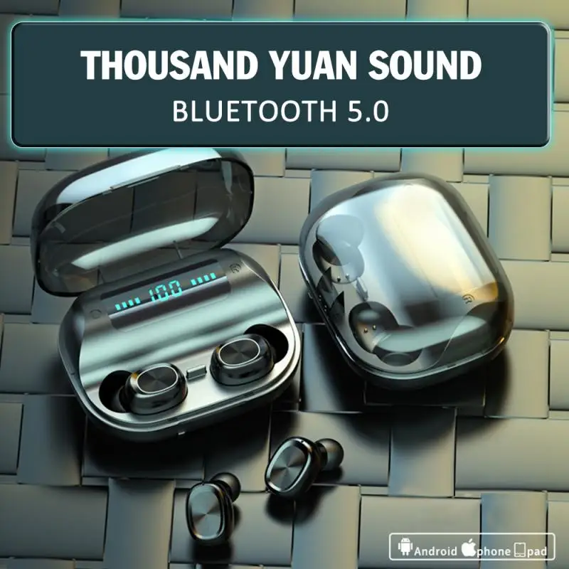 TWS 5,0 Bluetooth 9D стерео наушники, беспроводные наушники, спортивные наушники с сенсорным управлением, шумоподавление, светодиодный дисплей