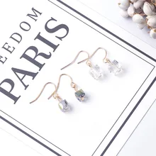 

European and American jewelry retro square glass beads mini sugar cube earrings earrings earrings earrings