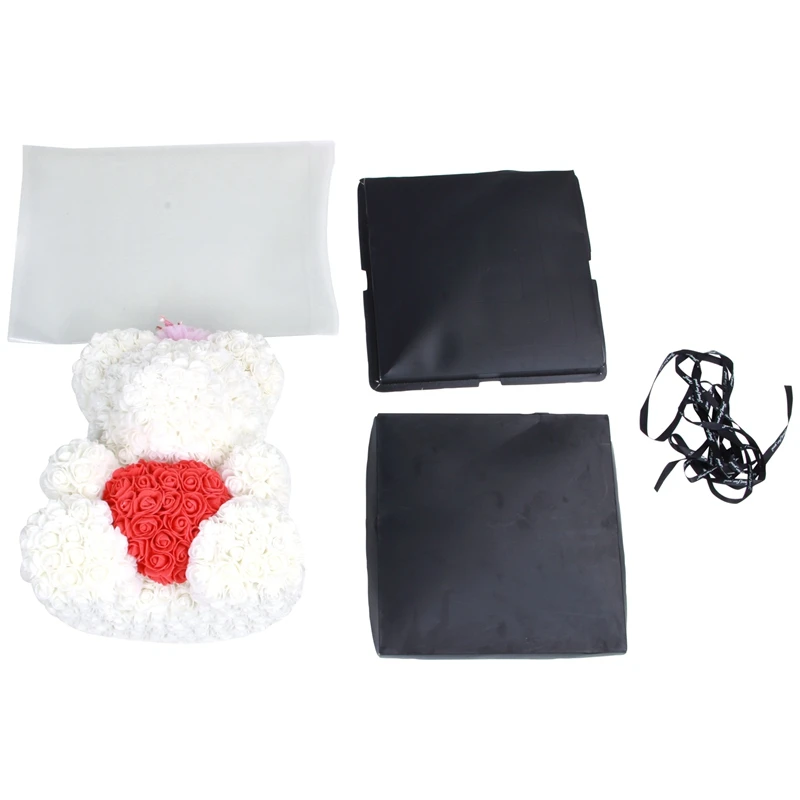 40Cm Teddy Bear With Crown In Gift Box Bear Of Roses Artificial Flower New Year Gifts For Women Valentines Gift