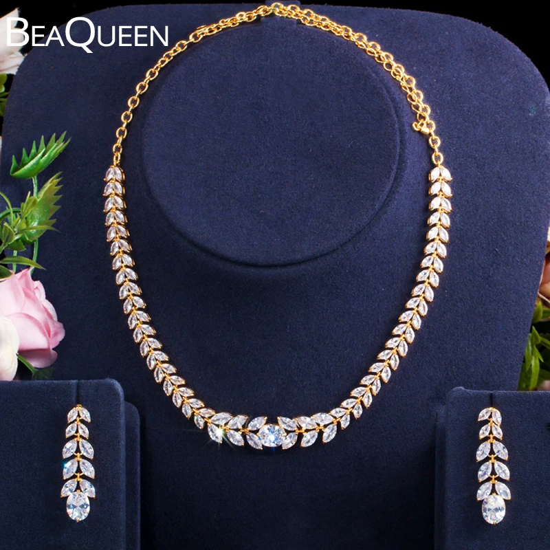 BeaQueen новейшие серьги-подвески и ожерелье с листьями Африканский нигерийский