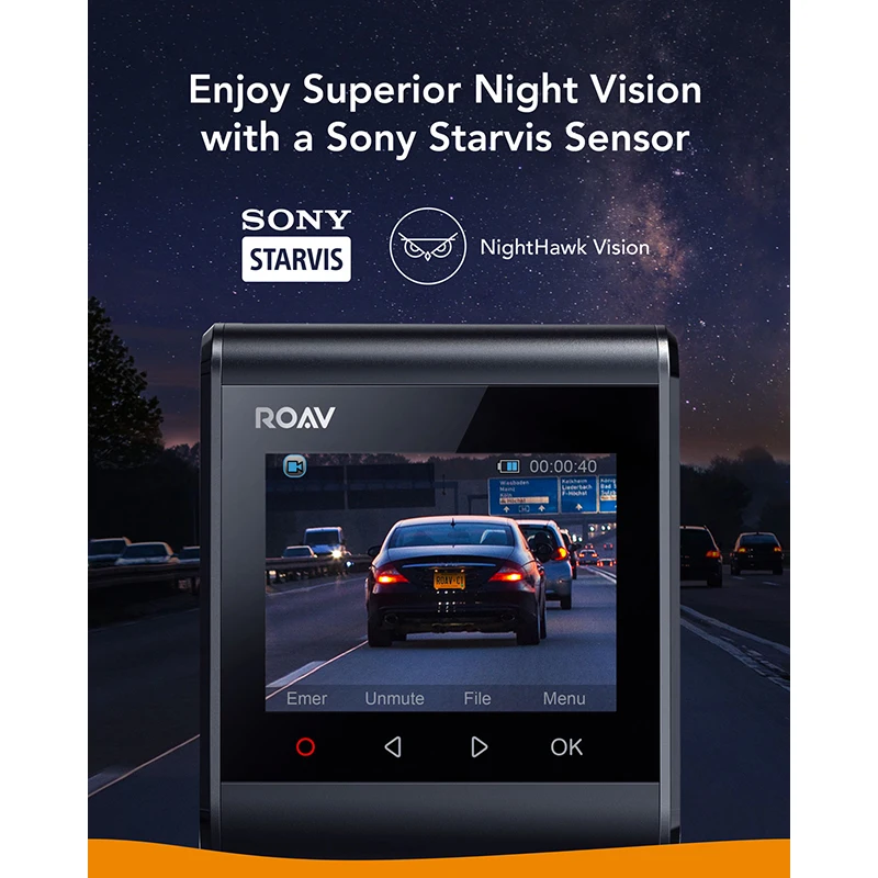 Anker Roav Dash Cam S1 Dashboard Camera with Sony Sensor Full HD 1080p NightHawk VisionBuilt-In GPS