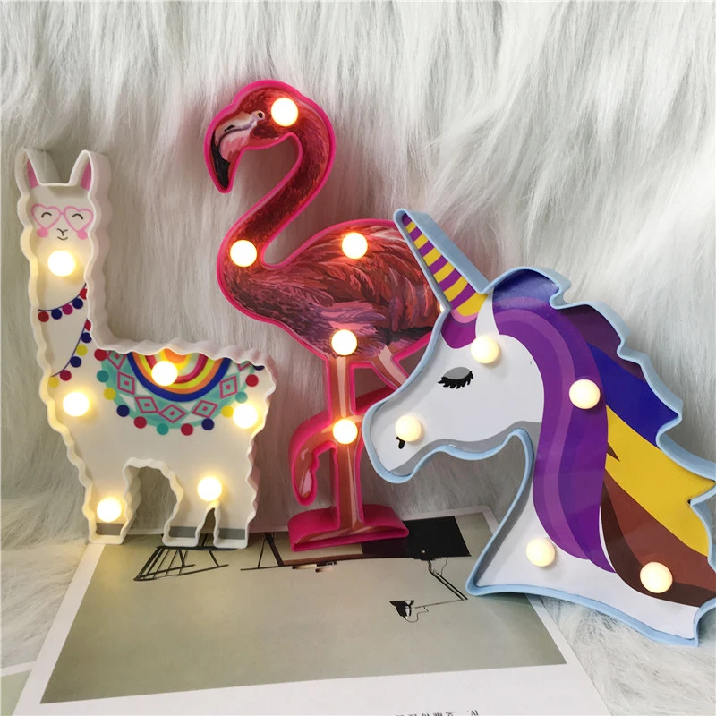 Новинка 3D Led Альпака Фламинго Единорог ночник детский подарок игрушечная лампа