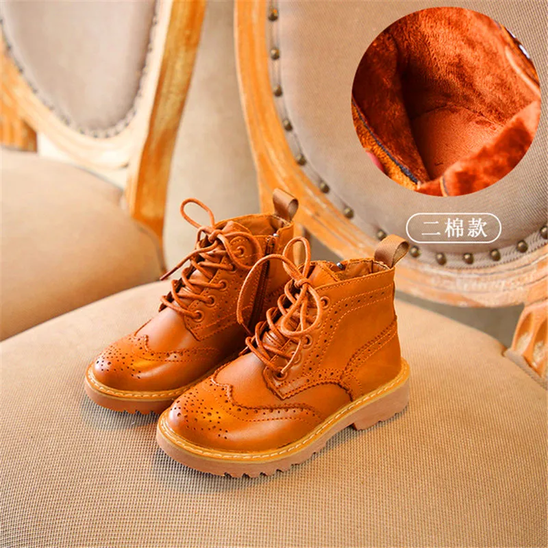 Г. Осенне-зимние ботинки из натуральной кожи высокого качества для малышей модные ботинки из воловьей кожи коричневого цвета на шнуровке для маленьких мальчиков и девочек