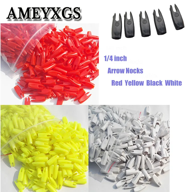 

100pcs 1/4 inch Archery Arrow Nock Wood Arrow ID6.2mm Archery Tails Plastic Arrow Nock Hunting Shooting Bow And Arrow Accessory