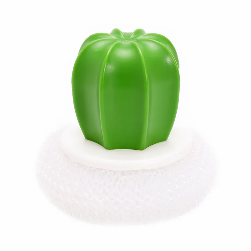 

2pcLovely Cactus Kitchen Products Cleaning Artifact Steel Wire Ball Handle Washing Pot Brush Strong Decontamination Dishwashing