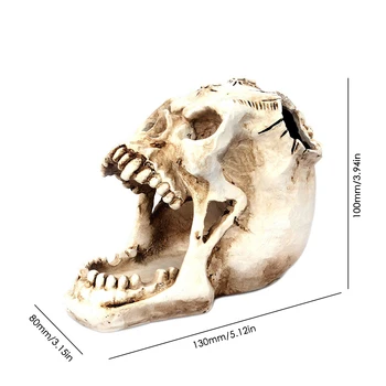 

Hot Office Desktop Storage Box Stationery Organizer Horrible Spiked Skull Face Pen Holder Cup Skull Themed Decor Halloween Gift