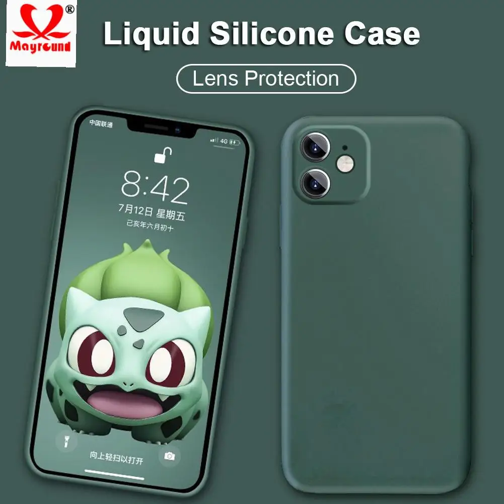 Зеленый жидкий силиконовый чехол для iPhone 11 Pro Max телефон с противоударной защитой