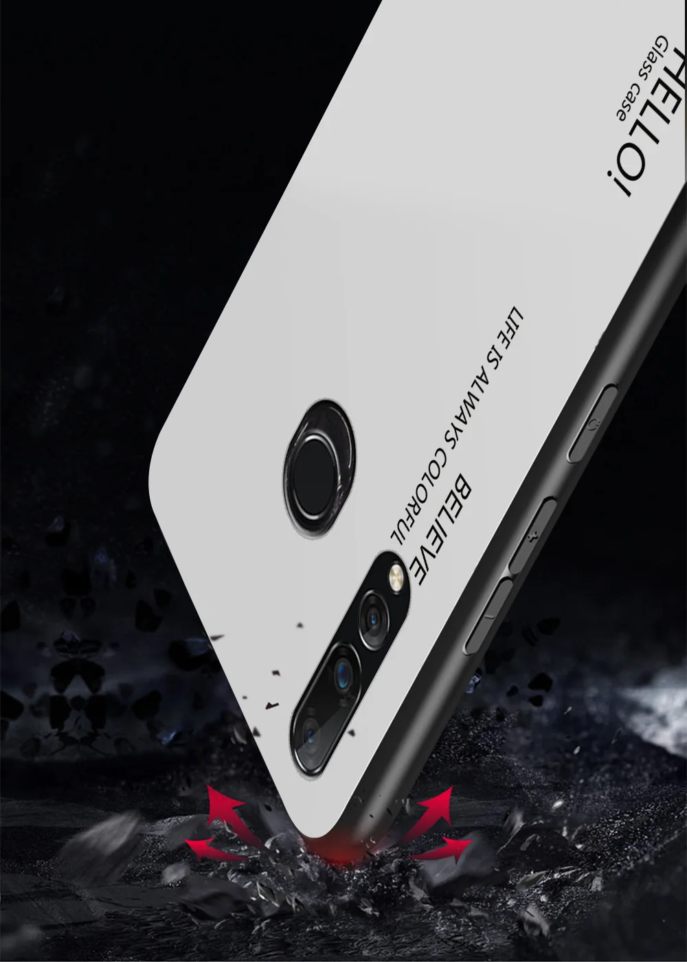 Модный градиентный Сменный стеклянный чехол для телефона huawei Y9 Prime STK-L21 полная защита Бампер для huawei P Smart Z задняя крышка