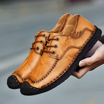 

Handmade Men Genuine Leather Shoes Breathable Casual Shoes Men Non-slip Loafers Chaussure Homme Cuir Plus Size Driving Footwear