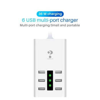 

Smart 6-port USB battery charger mobile phone charger 110-240V power adapter overvoltage overcurrent protection travel carregado
