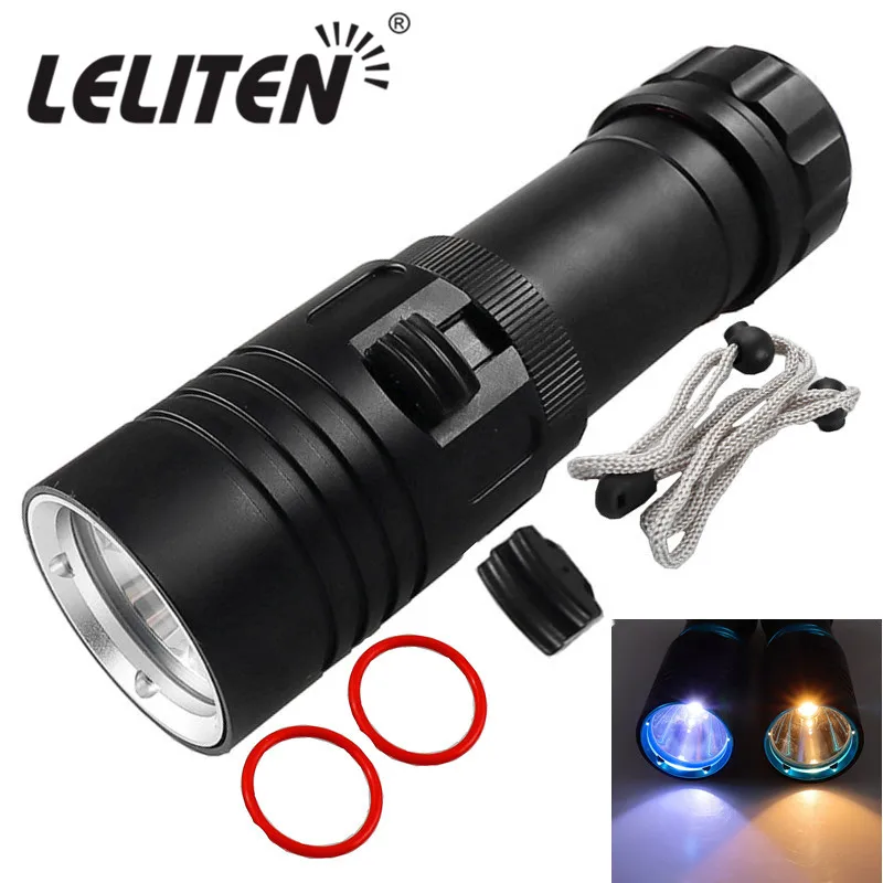 XML-L2 White / Yellow Light Dive LED Flashlight Fishing Lantern Waterproof Diving Torch Use 18650 OR 26650 Battery | Освещение