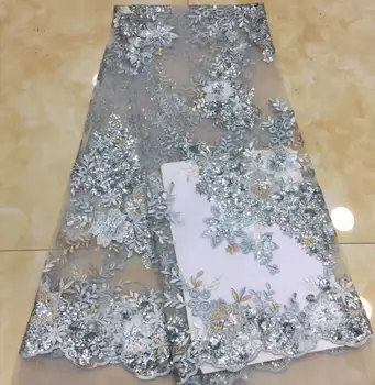 

New coming S-18685 embroidered with sequins net lace fabric with good quality