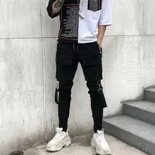 Sweatpants Side Pockets Pencil Pants Mid Streetwear Men's Hip Hop Patchwork Ripped Trouser Outdoor Autumn Pants