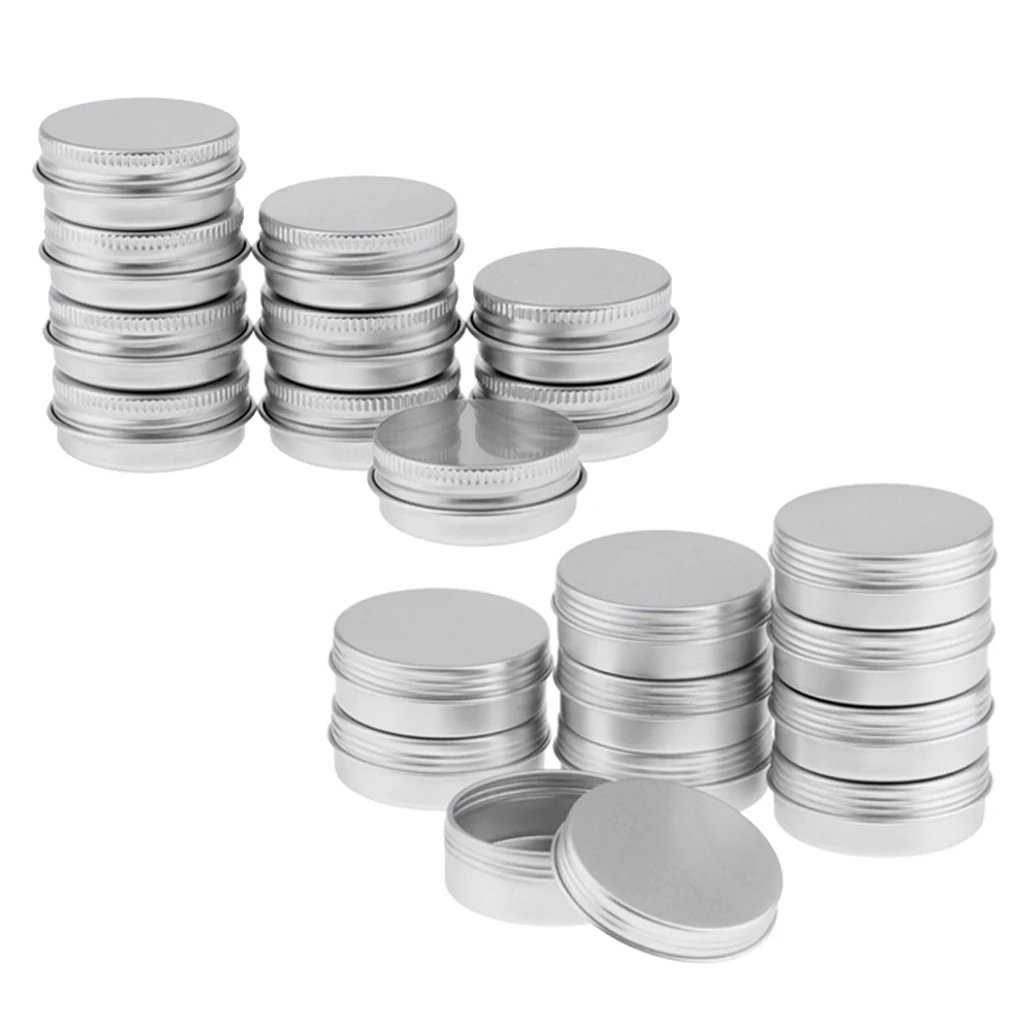 20x 15ml 25ml Round Aluminum Cans Screw Lid Empty Tin Jars Lip Balm Storage Containers Cosmetic Cream Jars Bottle