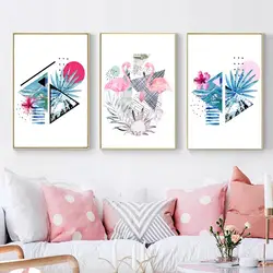 Североевропейский стиль Фламинго INS Современная декоративная картина минималистические картины Розовый креативный хипстер wu kuang hua xin