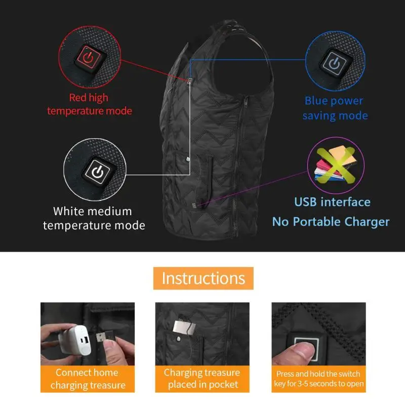 Мужская куртка с электрическим подогревом USB теплый жилет для активного отдыха и