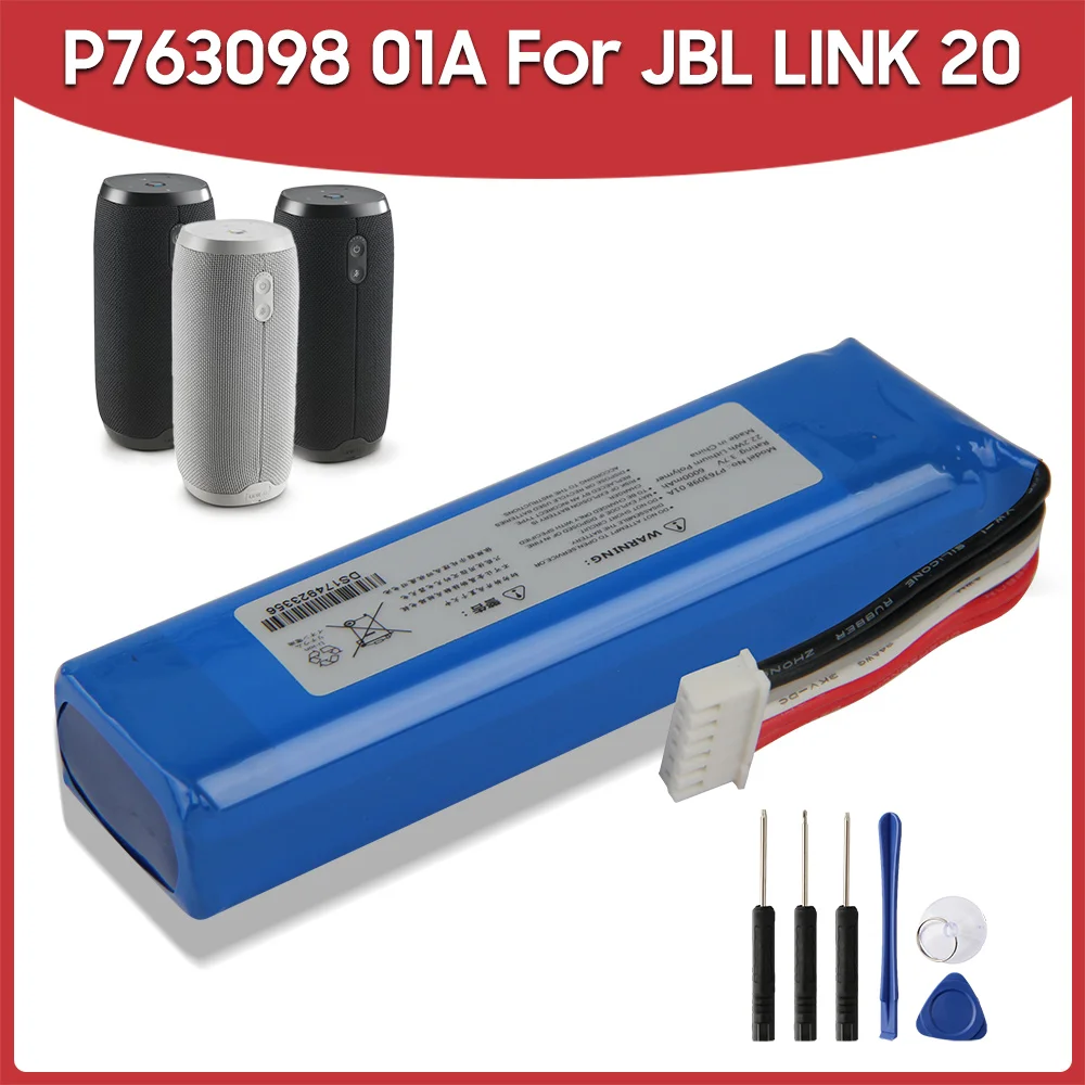 Оригинальный сменный аккумулятор P763098 01A 6000 мАч для JBL Link 20 Link20 Bluetooth внешние