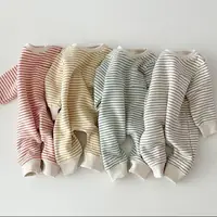 Newborn Baby Striped Romper Spring Infant Boys Girls Casual Jumpsuit Toddler Kids Fleece One-piece Babies Warm Winter Clothes 2