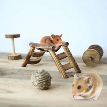 

Pet Hamster Mouse Bird Wooden Bridge Climbing Ladder Exercise Game Stairs Toy K4UA
