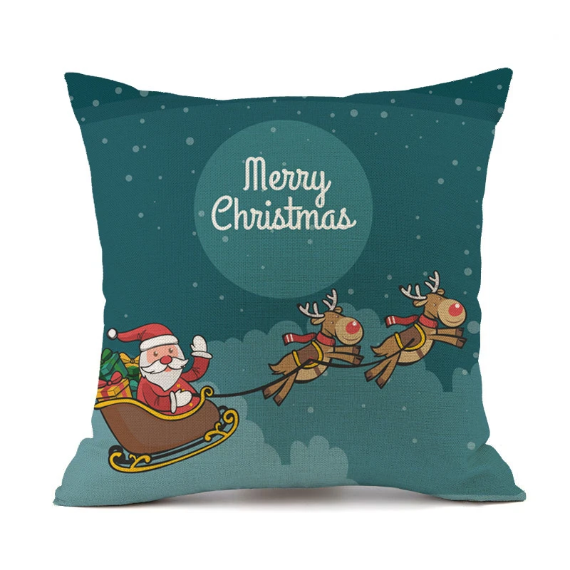 Merry Christmas подушка в форме Санта-Клауса чехол льняная снежинка снеговик олень декоративная наволочка Новогодняя Подушка 45*45 см - Цвет: 19