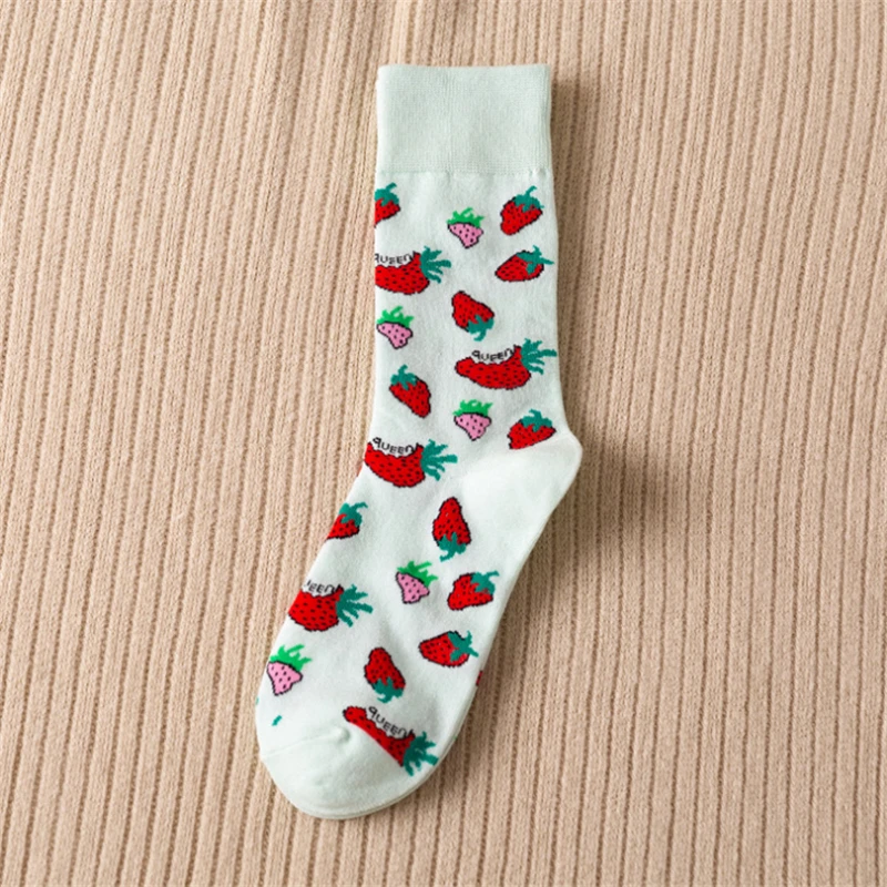 Женские носки с клубничками Moda sockmark Harajuku каваи счастливые 2020 Новое поступление