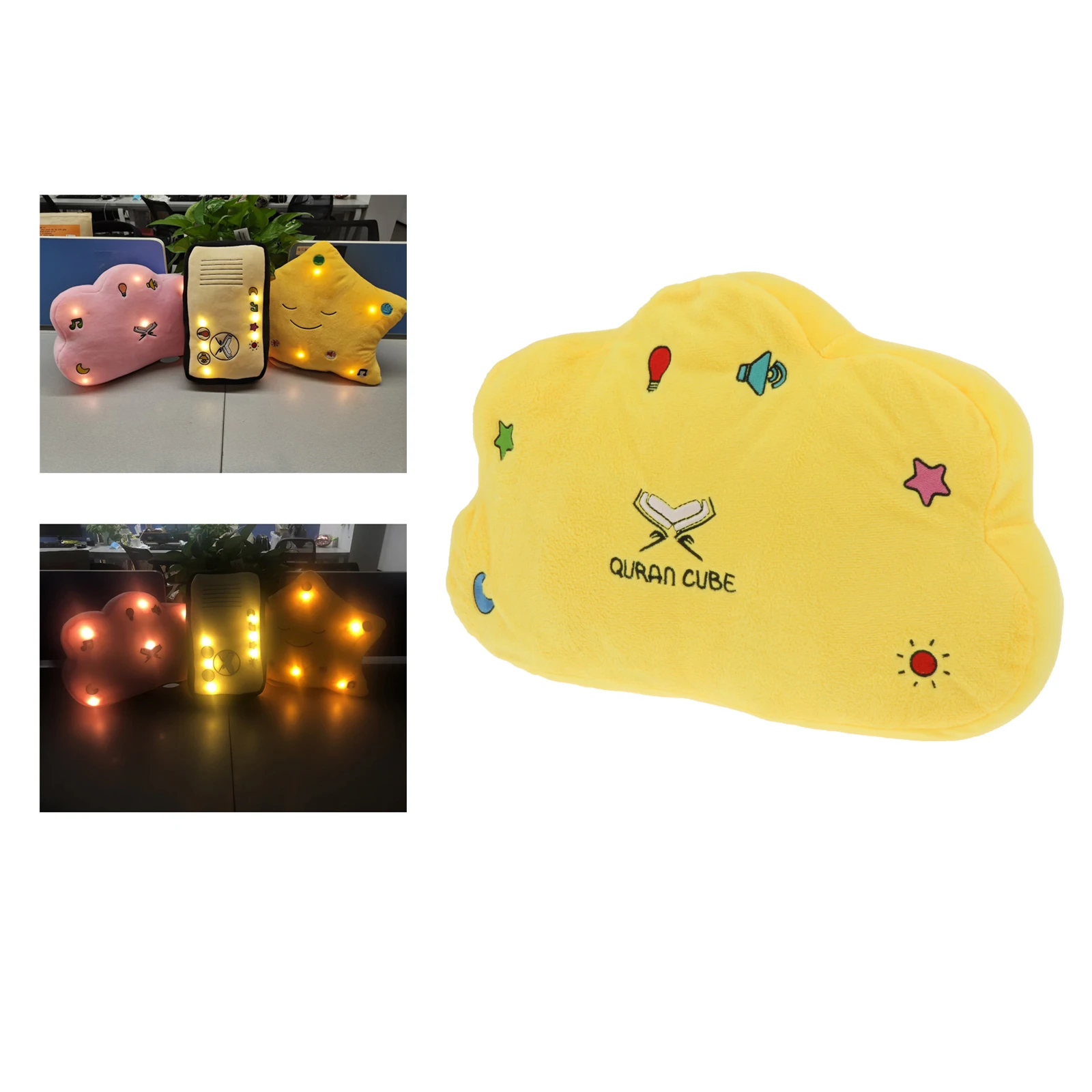 Quran Dua Pillow Speaker with Light & Sound Cloud Islam Quran Talking Islamic Doll Toy Muslim Prayer Baby Gift Eid