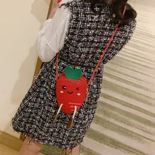 Милая кожаная сумка-тоут с клубничкой для девочек, модная сумка-мессенджер через плечо, сумка-кошелек, 11,19