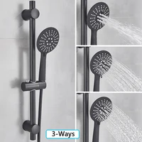 Rozin Matte Black Thermostatic Shower Faucet Wall Mounted Temperature adjustable Bathtub Mixer Tap With Handheld Bathroom Shower 2