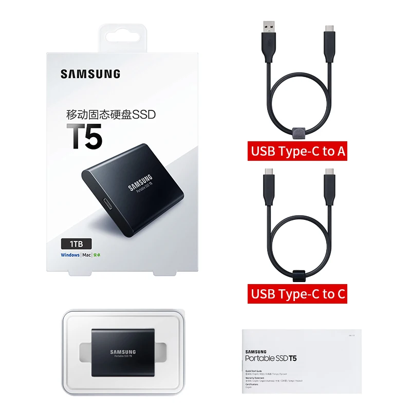 Samsung T5 портативный SSD 250 ГБ 500 1 ТБ 2 USB3.1 Внешние накопители USB 3 Gen2 и обратная