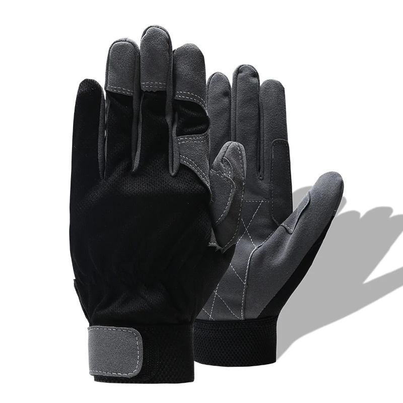 Gray QIANGLEAF Brand Safety Work Gloves Riding Black Gray Protection Working Glove Wholesale Free Shipping 6490 - Цвет: Gray