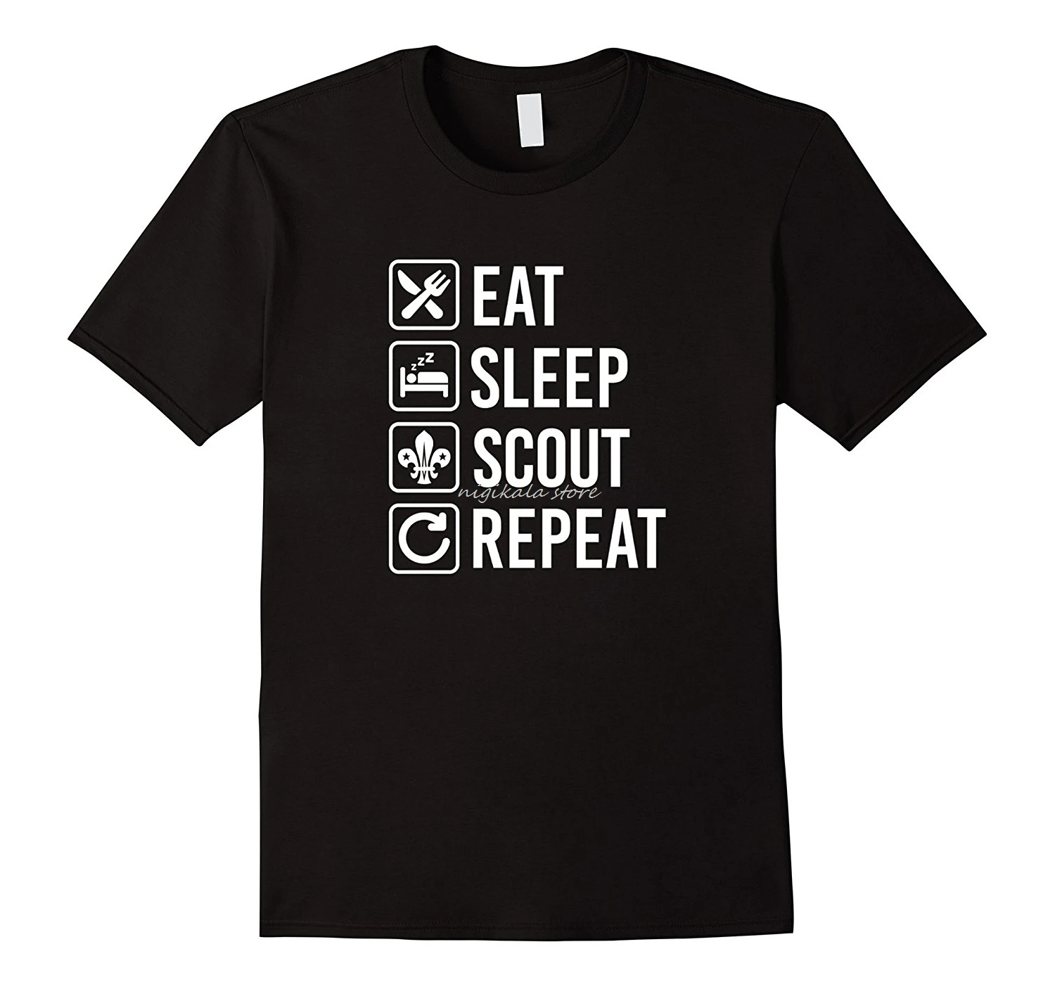 

Eat Sleep Scout Repeat Funny T-Shirt Boy Scouting Mens Shirts Short Sleeve Trend Clothing 100 % T Shirt for Boy