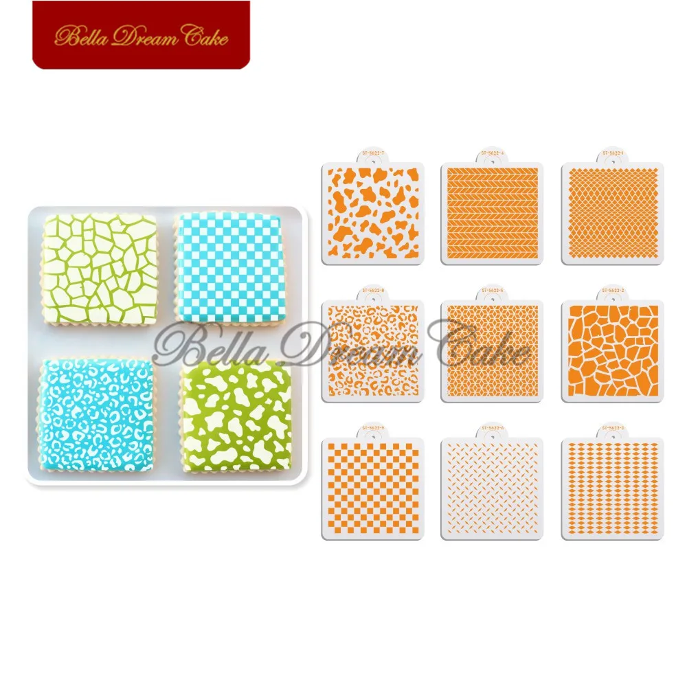 9pcs Animal Skin Classic Pattern Cookies Stencil Cream Cake Mould DIY Drawing Template Decorating Tool Bakeware | Дом и сад