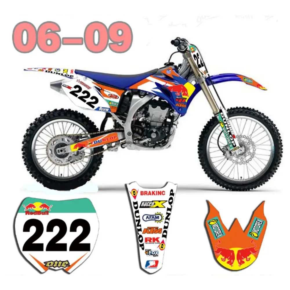 

New Full Graphics Decals Stickers Custom Number Name Glossy Bright Stickers Waterproof for YAMAHA YZF250 2006-2009