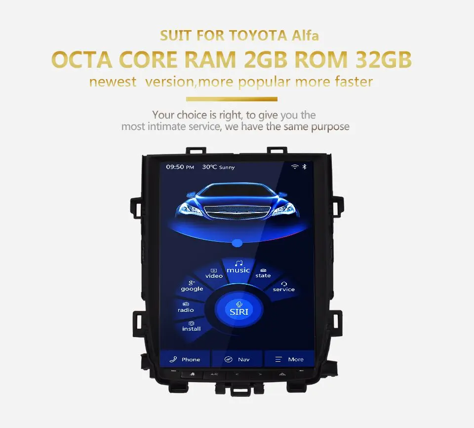 12," HD Android 6,0 Автомобильный Радио автомобильный мультимедийный плеер для Toyota Alphard DVD 1 навигация DIN gps 32G rom 2010- Авторадио
