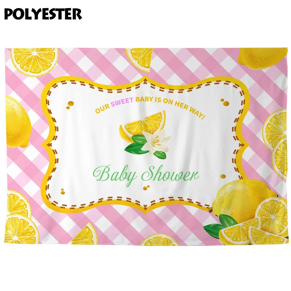 Allenjoy Lemon Fruit принадлежности для мероприятий розовые решетки Мятные Цветы Листья детский душ фотосессия новорожденный праздновать вечерние украшения баннер