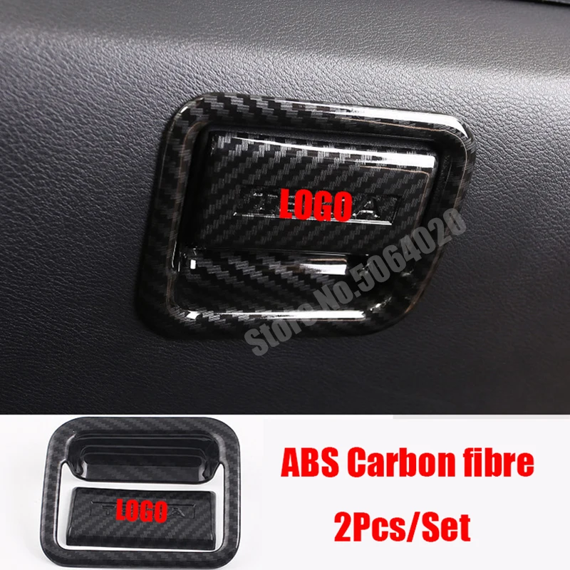

ABS Matte/Carbon fibre Car copilot glove Box handle bowl Cover Trim For Nissan Navara NP300 2017 2018 2019 accessories 2pcs